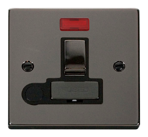 Scolmore VPBN552BK - 13A Fused ‘Ingot’ Switched Connection Unit With Flex Outlet + Neon - Black Deco Scolmore - Sparks Warehouse