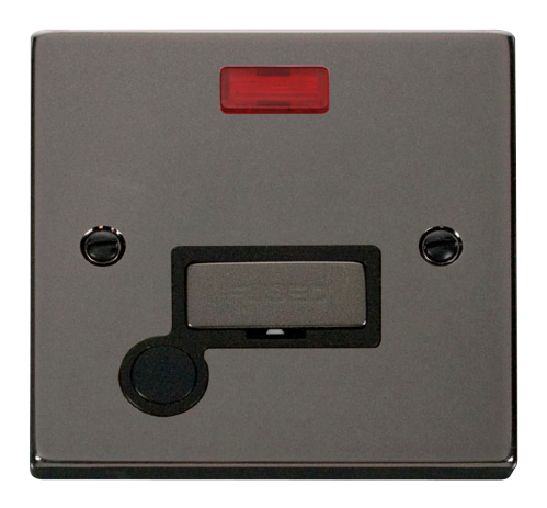 Scolmore VPBN553BK - 13A Fused ‘Ingot’ Connection Unit With Flex Outlet + Neon - Black Deco Scolmore - Sparks Warehouse