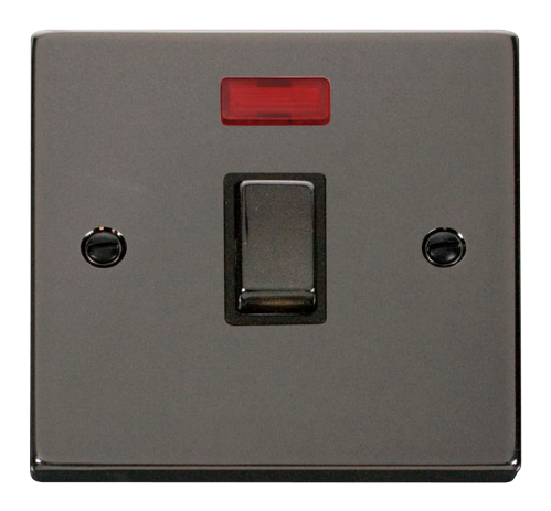 Scolmore VPBN723BK - 20A 1 Gang DP ‘Ingot’ Switch + Neon - Black Deco Scolmore - Sparks Warehouse