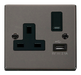 Scolmore VPBN771BK - 13A 1G Switched Socket With 2.1A USB Outlet - Black Deco Scolmore - Sparks Warehouse