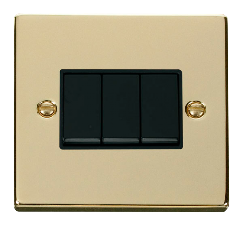 Scolmore VPBR013BK - 3 Gang 2 Way 10AX Switch - Black Deco Scolmore - Sparks Warehouse