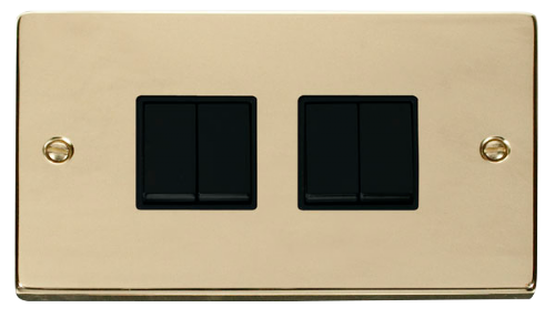Scolmore VPBR019BK - 4 Gang 2 Way 10AX Switch - Black Deco Scolmore - Sparks Warehouse