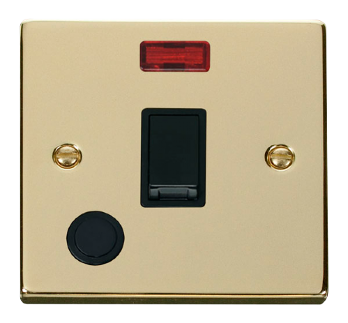 Scolmore VPBR023BK - 20A 1 Gang DP Switch With Flex Outlet And Neon - Black Deco Scolmore - Sparks Warehouse