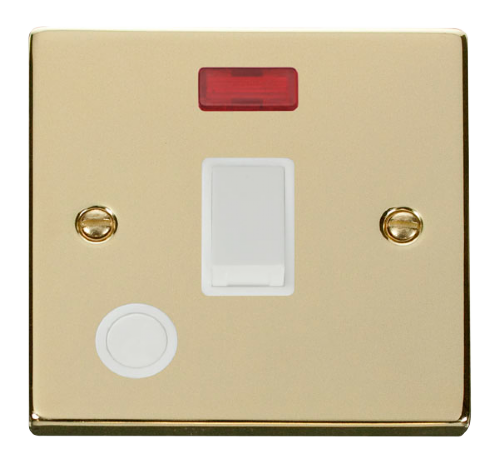 Scolmore VPBR023WH - 20A 1 Gang DP Switch With Flex Outlet And Neon - White Deco Scolmore - Sparks Warehouse