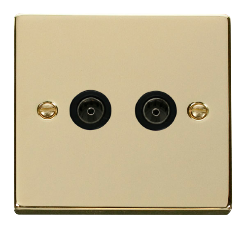 Scolmore VPBR066BK - Twin Coaxial Socket Outlet - Black Deco Scolmore - Sparks Warehouse