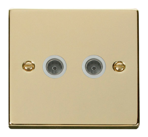 Scolmore VPBR066WH - Twin Coaxial Socket Outlet - White Deco Scolmore - Sparks Warehouse