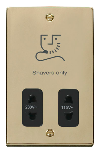 Scolmore VPBR100BK - Dual Voltage Shaver Socket Outlet 115/230V - Black Deco Scolmore - Sparks Warehouse