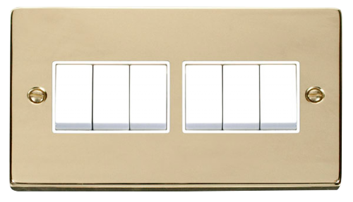 Scolmore VPBR105WH - 6 Gang 2 Way 10AX Switch - White Deco Scolmore - Sparks Warehouse