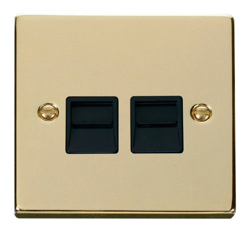 Scolmore VPBR121BK - Twin Telephone Socket Outlet Master - Black Deco Scolmore - Sparks Warehouse