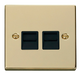 Scolmore VPBR121BK - Twin Telephone Socket Outlet Master - Black Deco Scolmore - Sparks Warehouse