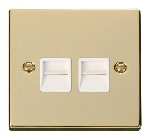 Scolmore VPBR121WH - Twin Telephone Socket Outlet Master - White Deco Scolmore - Sparks Warehouse
