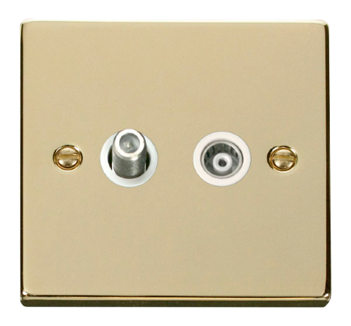 Scolmore VPBR157WH - 1 Gang Satellite + Isolated Coaxial Socket Outlet - White Deco Scolmore - Sparks Warehouse