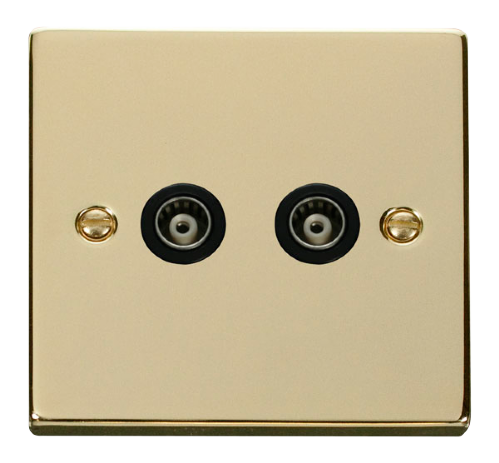 Scolmore VPBR159BK - Twin Isolated Coaxial Socket Outlet - Black Deco Scolmore - Sparks Warehouse
