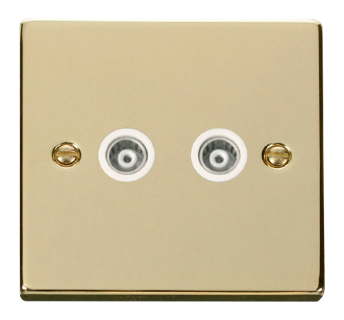 Scolmore VPBR159WH - Twin Isolated Coaxial Socket Outlet - White Deco Scolmore - Sparks Warehouse
