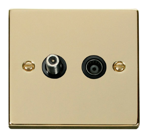 Scolmore VPBR170BK - 1 Gang Satellite + Coaxial Socket Outlet - Black Deco Scolmore - Sparks Warehouse