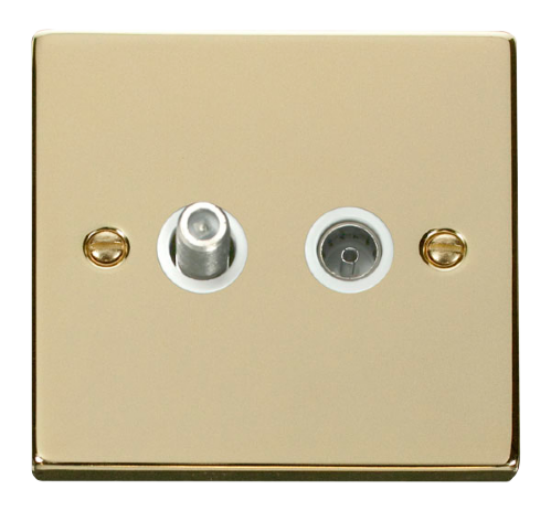 Scolmore VPBR170WH - 1 Gang Satellite + Coaxial Socket Outlet - White Deco Scolmore - Sparks Warehouse