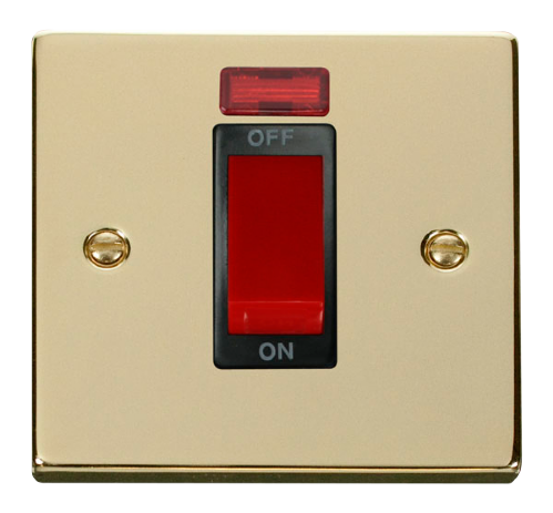 Scolmore VPBR201BK - 1 Gang 45A DP Switch With Neon - Black Deco Scolmore - Sparks Warehouse