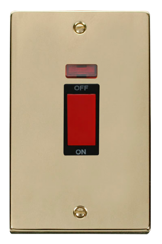 Scolmore VPBR203BK - 2 Gang 45A DP Switch With Neon - Black Deco Scolmore - Sparks Warehouse