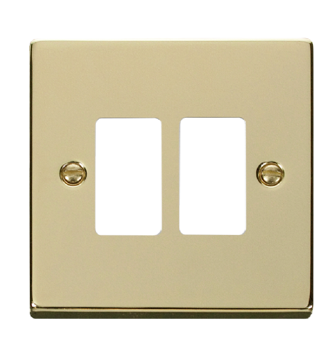 Scolmore VPBR20402 - 2 Gang GridPro® Frontplate - Polished Brass GridPro Scolmore - Sparks Warehouse