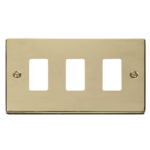 Scolmore VPBR20403 - 3 Gang GridPro® Frontplate - Polished Brass GridPro Scolmore - Sparks Warehouse