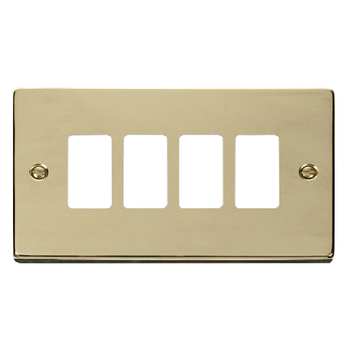 Scolmore VPBR20404 - 4 Gang GridPro® Frontplate - Polished Brass GridPro Scolmore - Sparks Warehouse