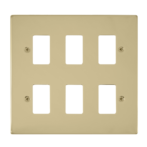 Scolmore VPBR20506 - 6 Gang GridPro® Frontplate - Polished Brass GridPro Scolmore - Sparks Warehouse
