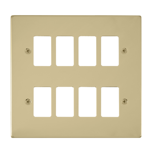 Scolmore VPBR20508 - 8 Gang GridPro® Frontplate - Polished Brass GridPro Scolmore - Sparks Warehouse