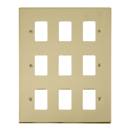 Scolmore VPBR20509 - 9 Gang GridPro® Frontplate - Polished Brass GridPro Scolmore - Sparks Warehouse