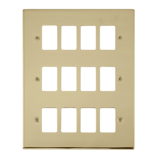 Scolmore VPBR20512 - 12 Gang GridPro® Frontplate - Polished Brass GridPro Scolmore - Sparks Warehouse