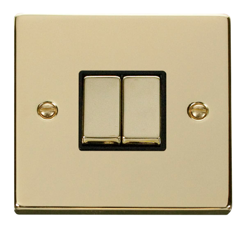 Scolmore VPBR412BK - 2 Gang 2 Way ‘Ingot’ 10AX Switch - Black Deco Scolmore - Sparks Warehouse