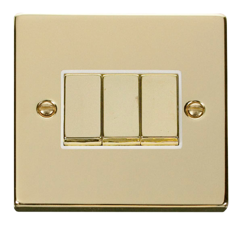 Scolmore VPBR413WH - 3 Gang 2 Way ‘Ingot’ 10AX Switch - White Deco Scolmore - Sparks Warehouse