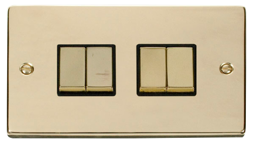 Scolmore VPBR414BK - 4 Gang 2 Way ‘Ingot’ 10AX Switch - Black Deco Scolmore - Sparks Warehouse