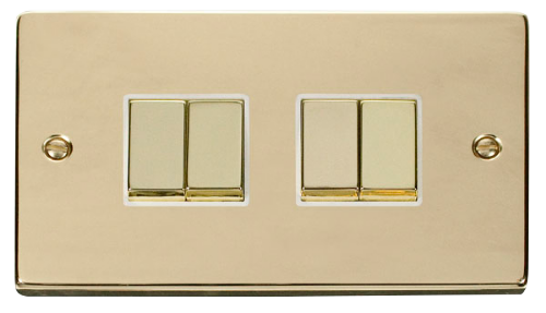 Scolmore VPBR414WH - 4 Gang 2 Way ‘Ingot’ 10AX Switch - White Deco Scolmore - Sparks Warehouse
