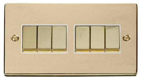 Scolmore VPBR416WH - 6 Gang 2 Way ‘Ingot’ 10AX Switch - White Deco Scolmore - Sparks Warehouse