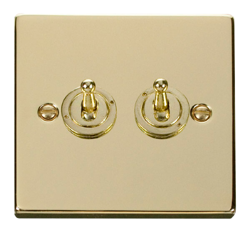 Scolmore VPBR422 - 2 Gang 2 Way 10AX Toggle Switch Deco Scolmore - Sparks Warehouse