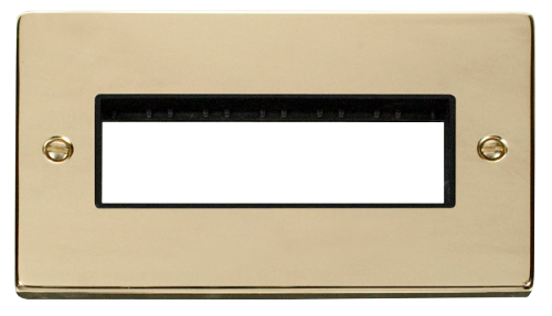 Scolmore VPBR426BK - 2 Gang Plate 6 In-Line Aperture - Black Deco Scolmore - Sparks Warehouse