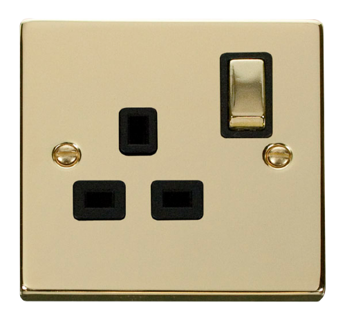 Scolmore VPBR535BK - 1 Gang 13A DP ‘Ingot’ Switched Socket Outlet - Black Deco Scolmore - Sparks Warehouse