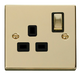 Scolmore VPBR535BK - 1 Gang 13A DP ‘Ingot’ Switched Socket Outlet - Black Deco Scolmore - Sparks Warehouse