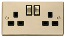Scolmore VPBR536BK - 2 Gang 13A DP ‘Ingot’ Switched Socket Outlet - Black Deco Scolmore - Sparks Warehouse