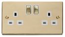 Scolmore VPBR536WH - 2 Gang 13A DP ‘Ingot’ Switched Socket Outlet - White Deco Scolmore - Sparks Warehouse