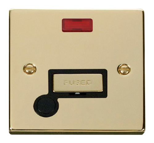 Scolmore VPBR553BK - 13A Fused ‘Ingot’ Connection Unit With Flex Outlet + Neon - Black Deco Scolmore - Sparks Warehouse