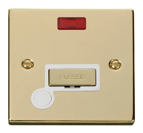 Scolmore VPBR553WH - 13A Fused ‘Ingot’ Connection Unit With Flex Outlet + Neon - White Deco Scolmore - Sparks Warehouse