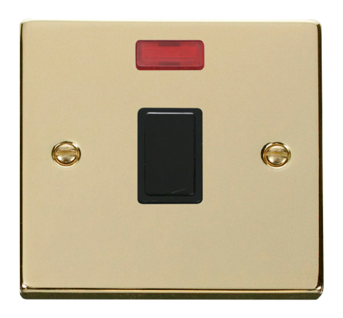 Scolmore VPBR623BK - 20A 1 Gang DP Switch + Neon - Black Deco Scolmore - Sparks Warehouse
