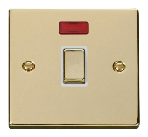 Scolmore VPBR723WH - 20A 1 Gang DP ‘Ingot’ Switch + Neon - White Deco Scolmore - Sparks Warehouse