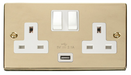 Scolmore VPBR770WH - 13A 2G Switched Socket With 2.1A USB Outlet (Twin Earth) - White Deco Scolmore - Sparks Warehouse