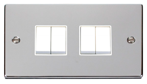 Scolmore VPCH019WH - 4 Gang 2 Way 10AX Switch - White Deco Scolmore - Sparks Warehouse