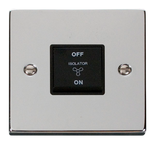 Scolmore VPCH020BK - 10A 1 Gang 3 Pole Fan Isolation Switch - Black Deco Scolmore - Sparks Warehouse