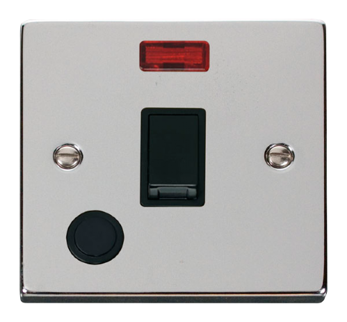 Scolmore VPCH023BK - 20A 1 Gang DP Switch With Flex Outlet And Neon - Black Deco Scolmore - Sparks Warehouse