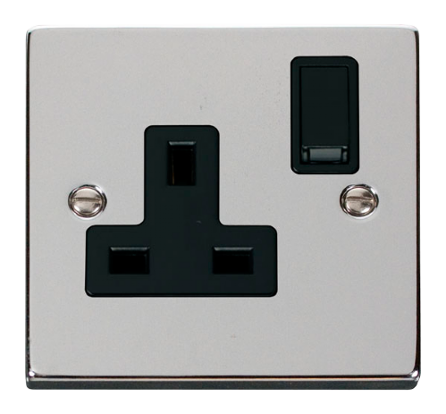 Scolmore VPCH035BK - 1 Gang 13A DP Switched Socket Outlet - Black Deco Scolmore - Sparks Warehouse