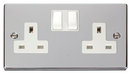 Scolmore VPCH036WH - 2 Gang 13A DP Switched Socket Outlet - White Deco Scolmore - Sparks Warehouse